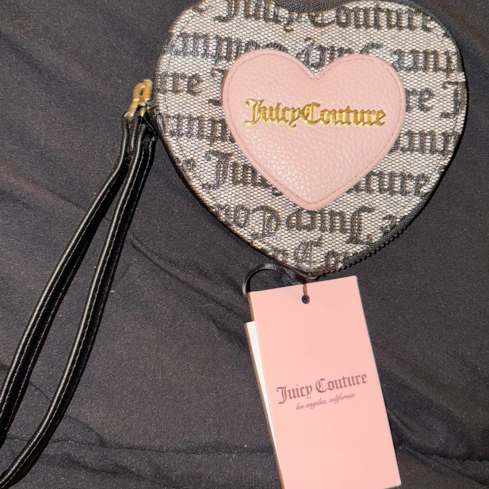 Juicy Couture Pink and Black Clutch with Gold Hardware